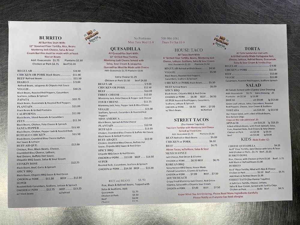 No Problemo Menu image 3